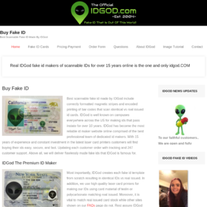 Idgod.com Fake ID Website Screenshot