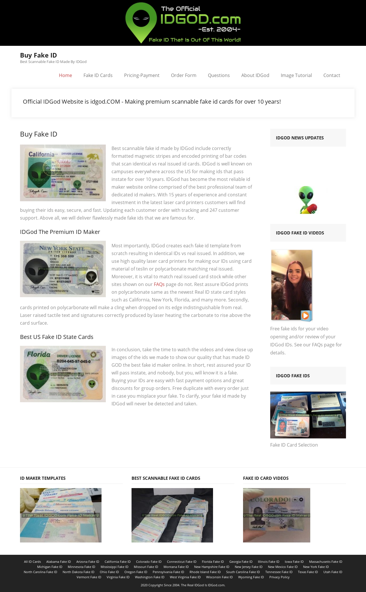 Idgod.com Fake ID Website Screenshot